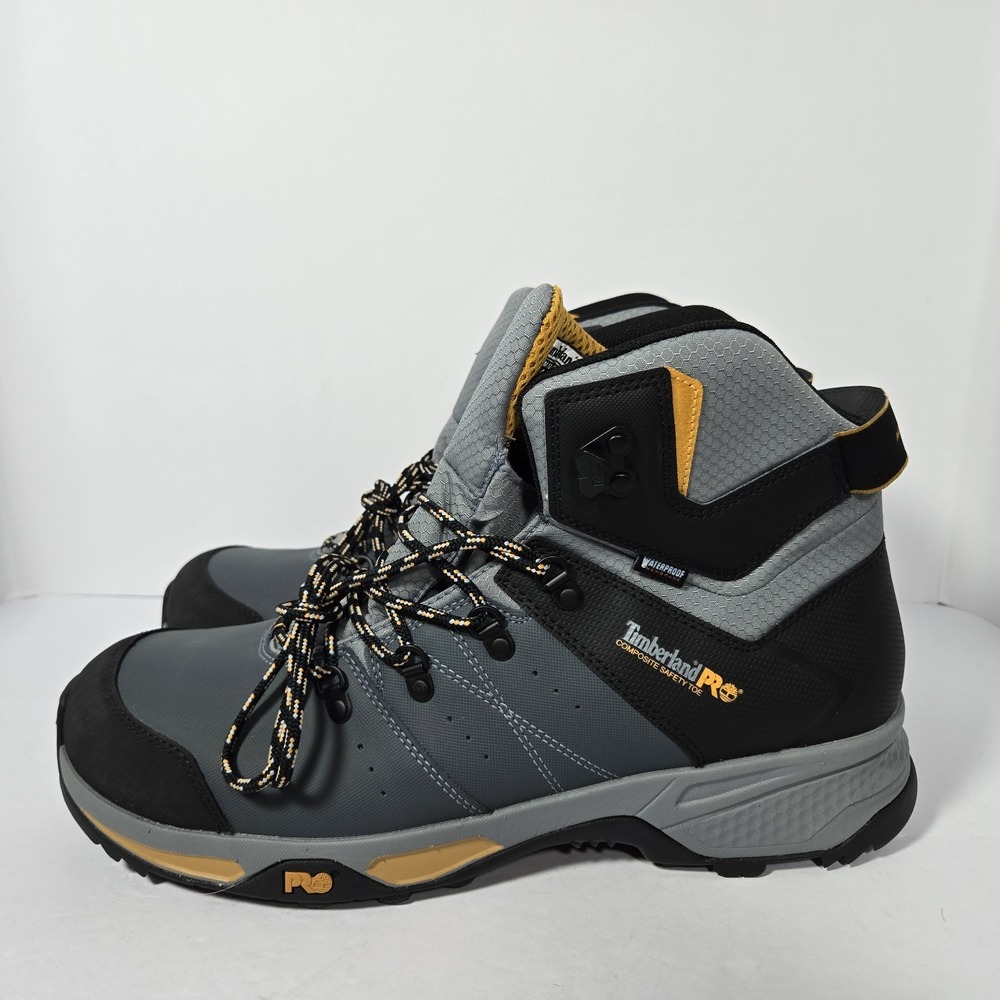 Mens 14 Timberland Pro Switchback Composite Toe Waterproof Work Boots Gray Black
